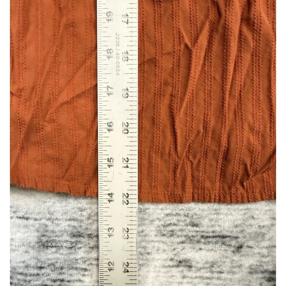 Madewell Burnt Orange Puff Sleeve Relaxed Peasant Top‎ Textured XS Boho Festival